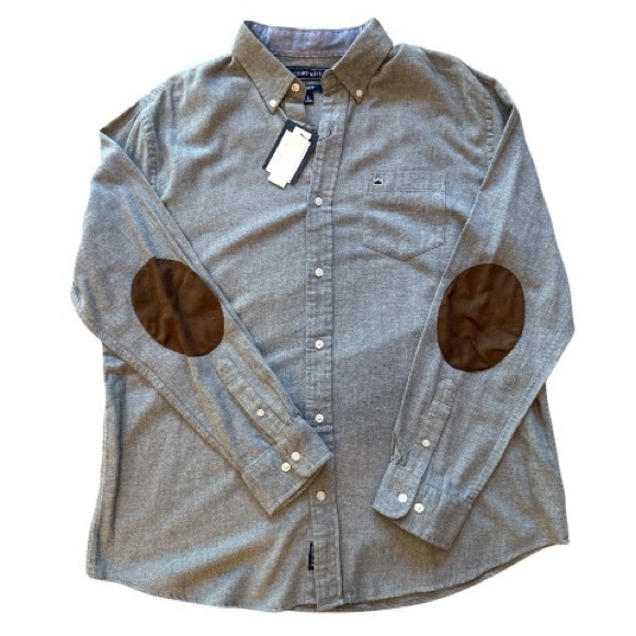 NWT Men’s Gray Thin Flannel Button Down Shirt L Crown & Ivy Classic Fit Preppy - Picture 2 of 12